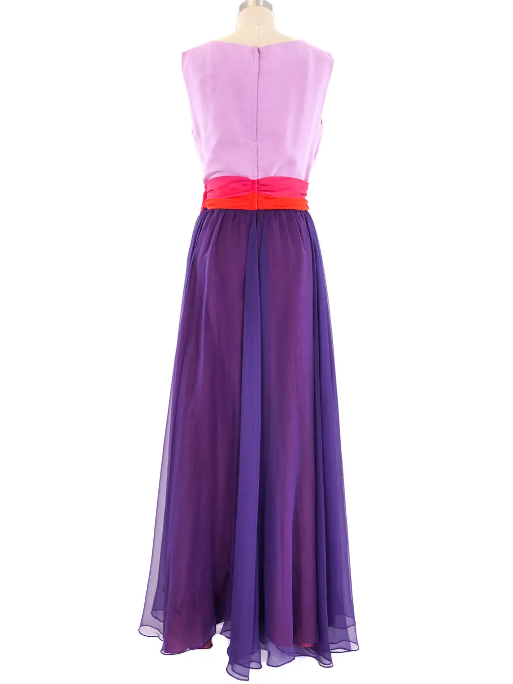 1960's Colorblock Chiffon Gown