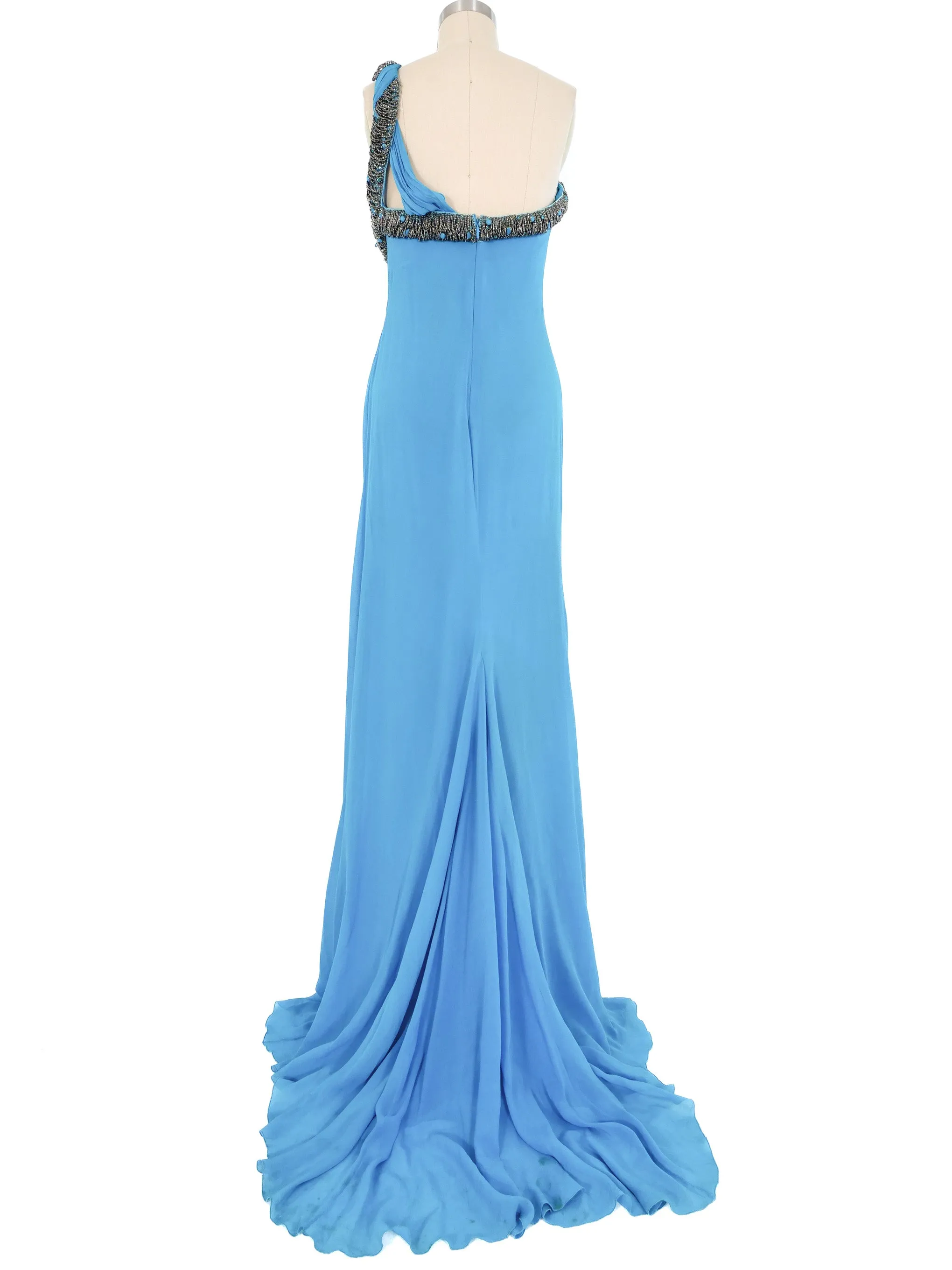 2000s Roberto Cavalli Silk Chiffon Mermaid Gown