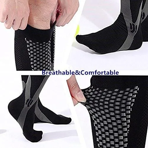 3 Pairs Medical&Althetic Compression Socks for Men, 20-30 mmHg Nursing Performance Socks for Edema, Diabetic, Varicose Veins,Shin Splints,Running Marathon (Blue Black White)
