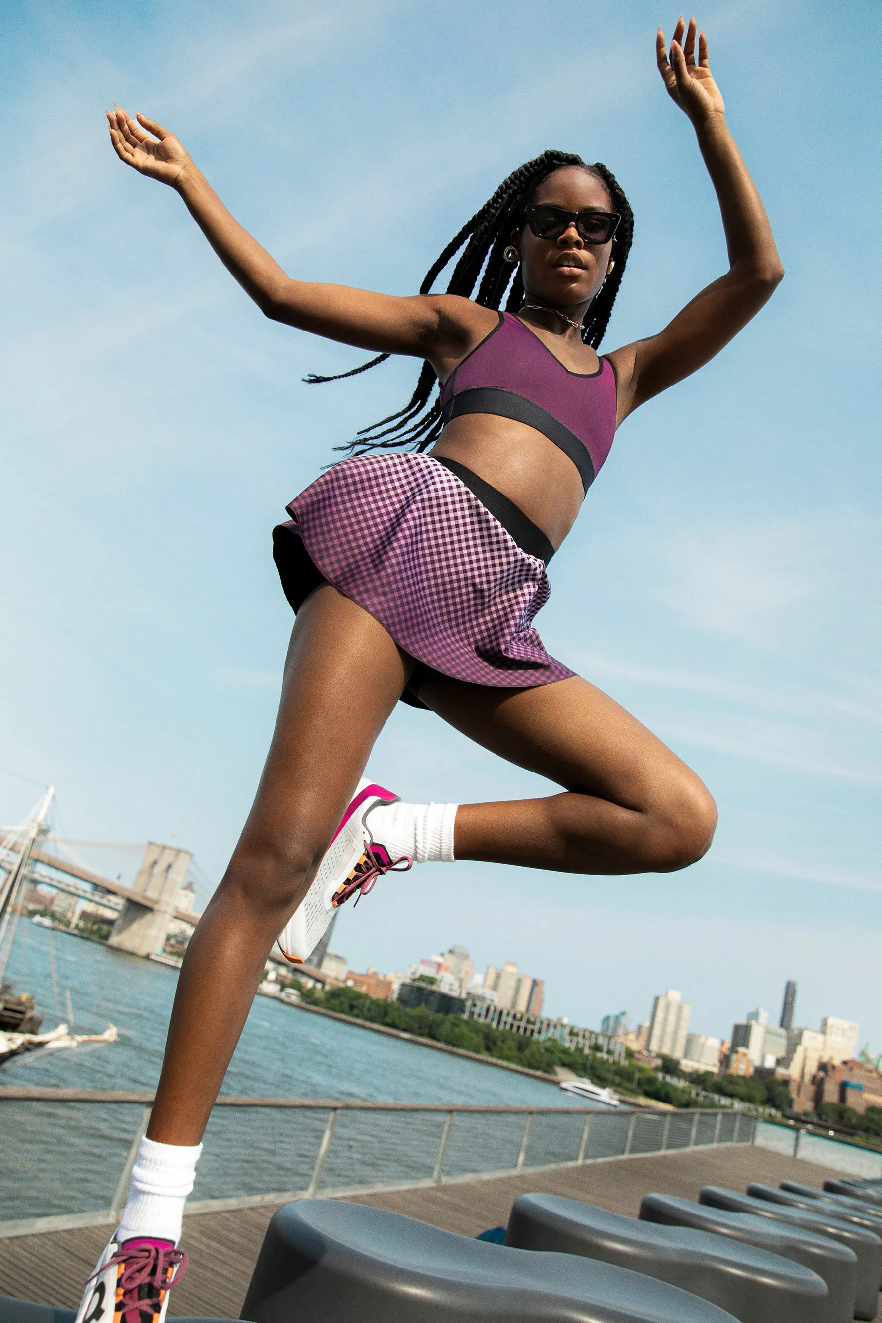 3D Gingham Speed Flounce Tennis Skirt - Italian Plum