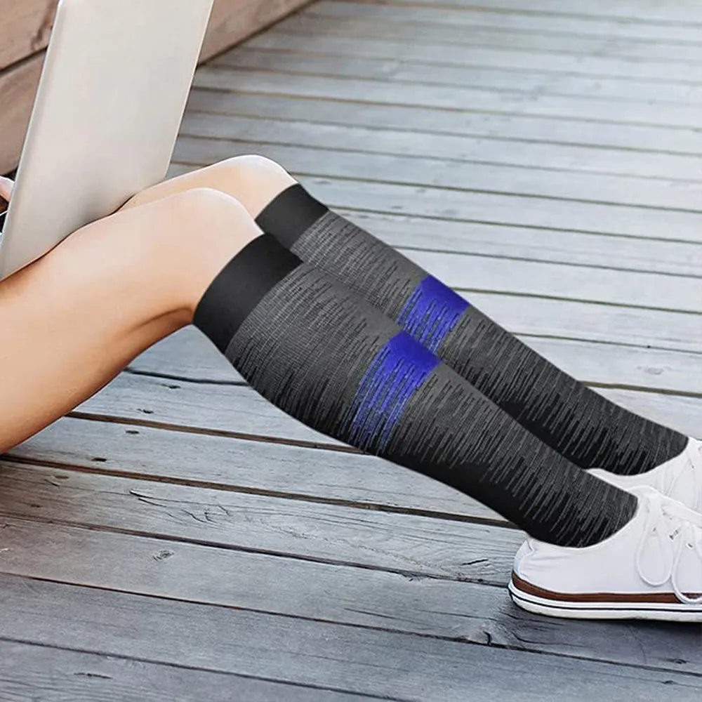 6 Pairs Set Compression Socks Knee High Nylon Stocking Leg Support Socks for Men and Women European size 40-46 -Style 1