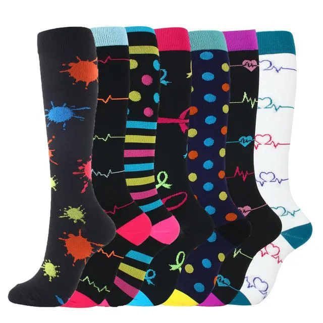 7 Pairs Knee-High Compression Socks for Women & Men