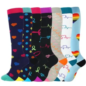 7 Pairs Knee-High Compression Socks for Women & Men