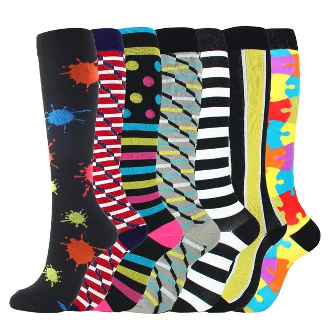 7 Pairs Knee-High Compression Socks for Women & Men