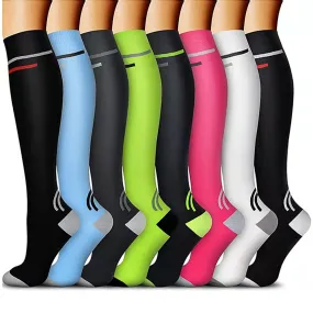 8 Pairs Set Compression Socks Knee High Nylon Stocking for Men and Women European size 40-46 -Style 2