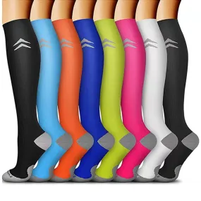 8 Pairs Set Compression Socks Knee High Nylon Stocking for Men and Women European size 40-46 -Style 3