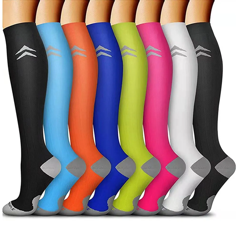 8 Pairs Set Compression Socks Knee High Nylon Stocking for Men and Women European size 40-46 -Style 3