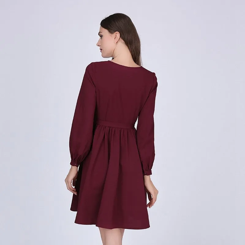 A-Line Dress With O-Neck