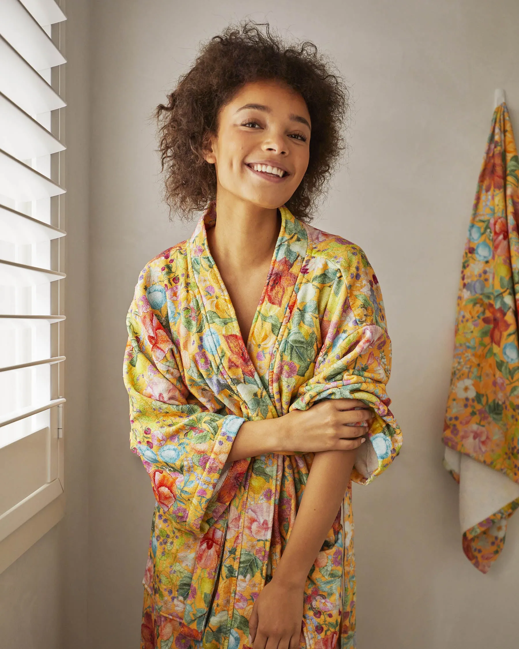 Abundance Marigold Printed Terry Bath Robe