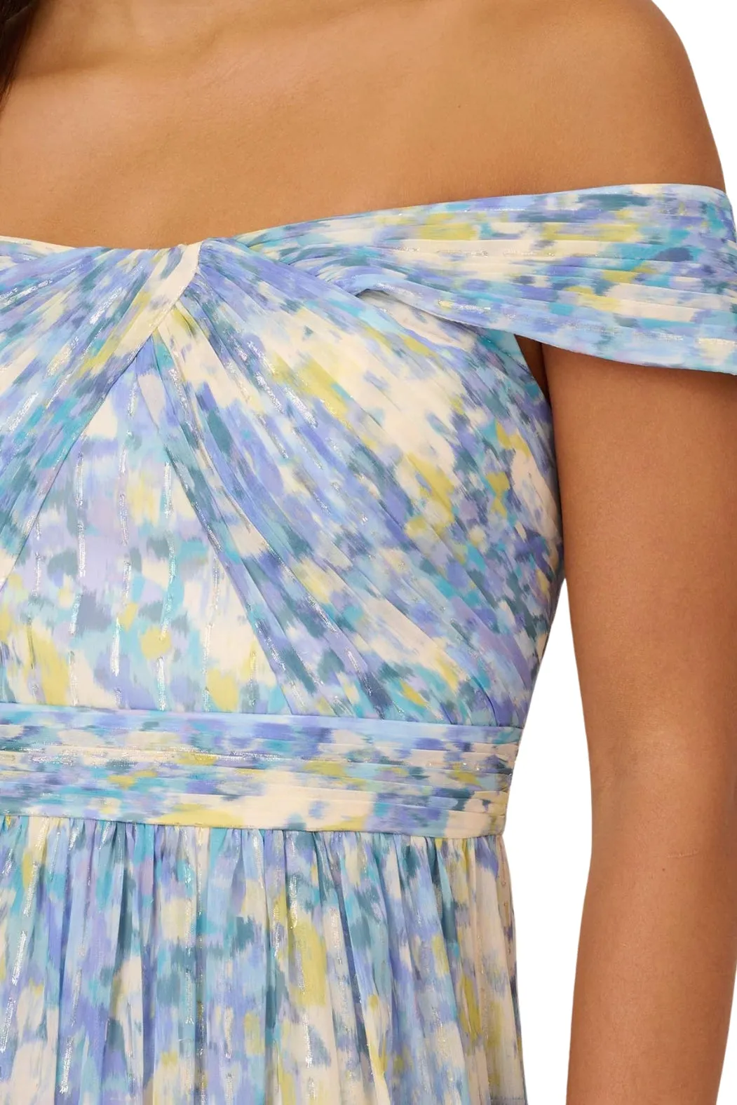 Adrianna Papell Off the Shoulder Chiffon Gown