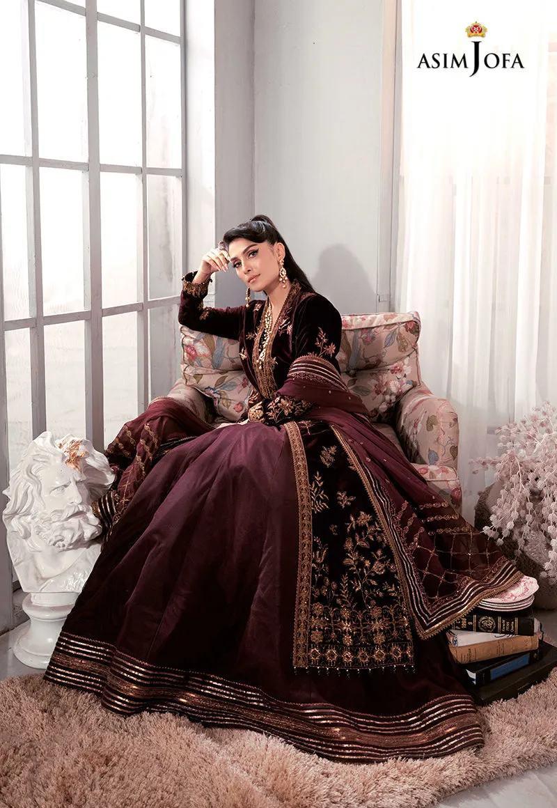 AJAM-01 | The Ayeza Edit by Asim Jofa Makhmal Royal Velvet Winter Collection 2022 | Unstitched Embroidered Velvet Suits