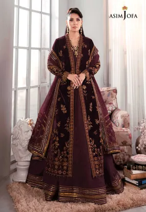 AJAM-01 | The Ayeza Edit by Asim Jofa Makhmal Royal Velvet Winter Collection 2022 | Unstitched Embroidered Velvet Suits