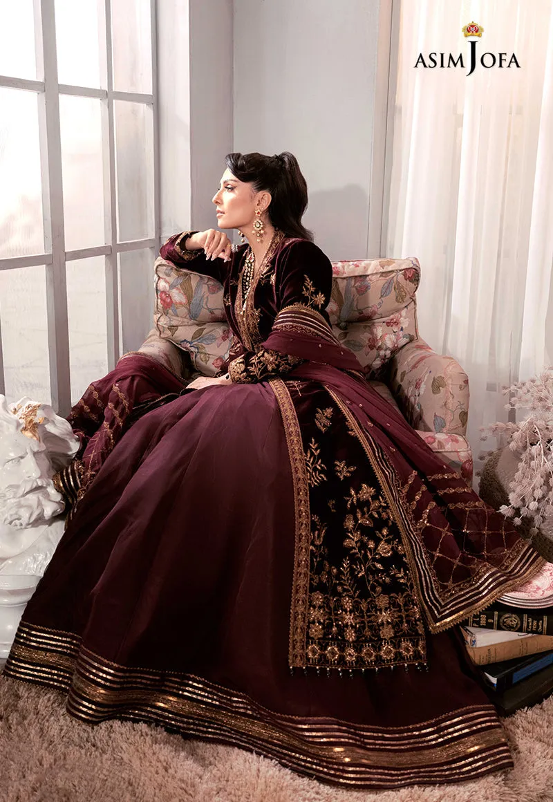 AJAM-01 | The Ayeza Edit by Asim Jofa Makhmal Royal Velvet Winter Collection 2022 | Unstitched Embroidered Velvet Suits