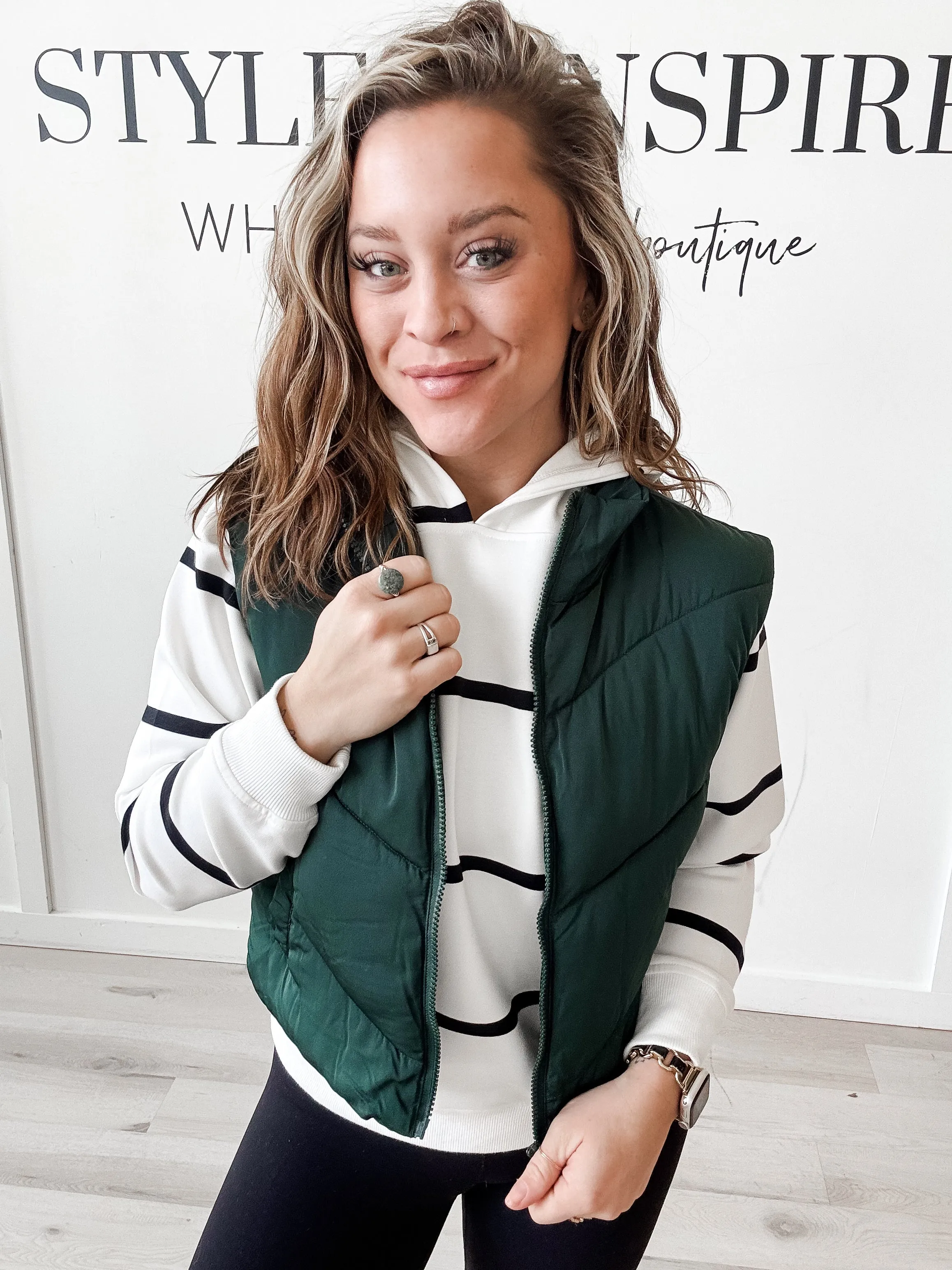 Amina Quilted Semi Crop Vest *Final Sale*