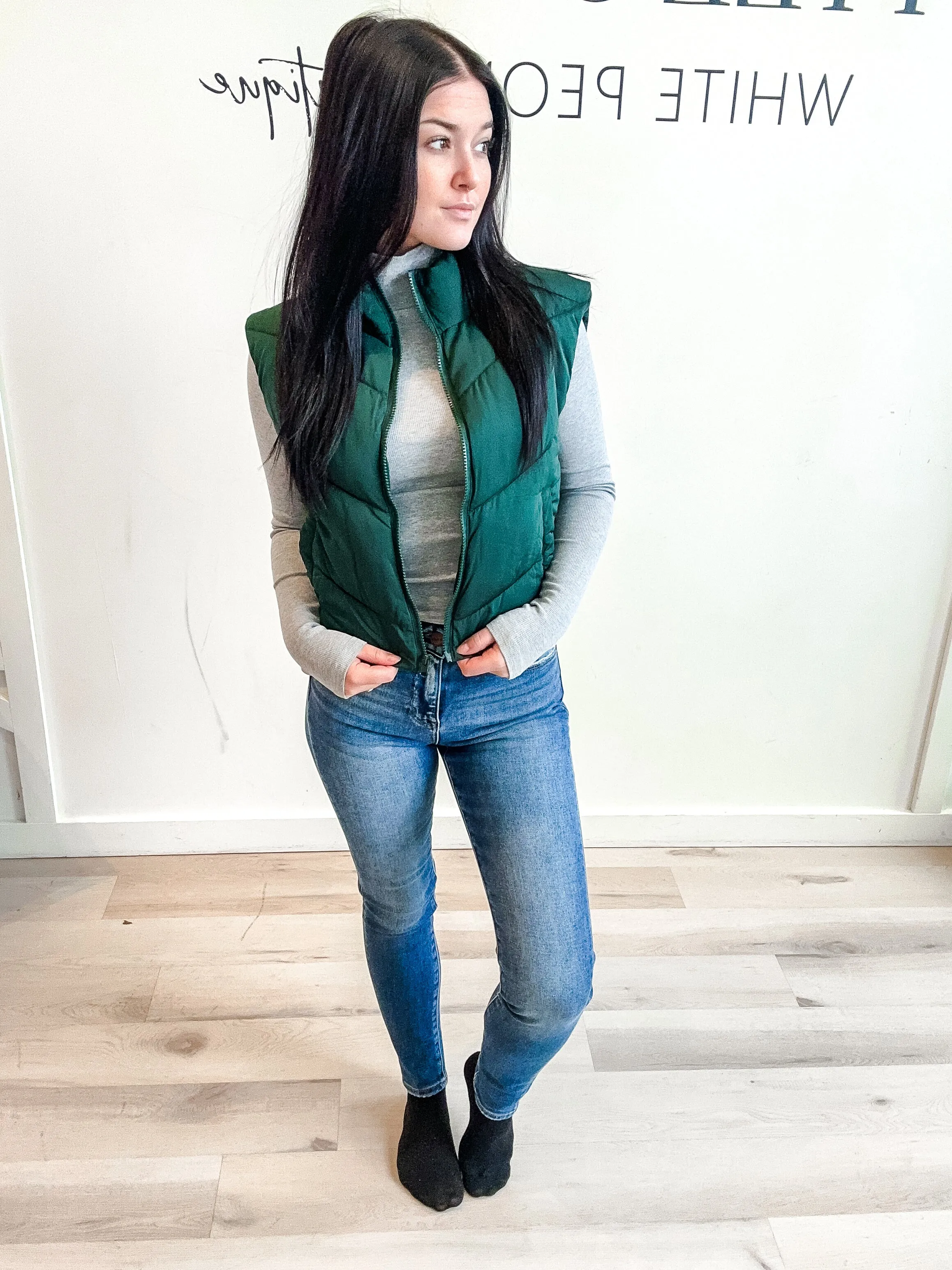 Amina Quilted Semi Crop Vest *Final Sale*