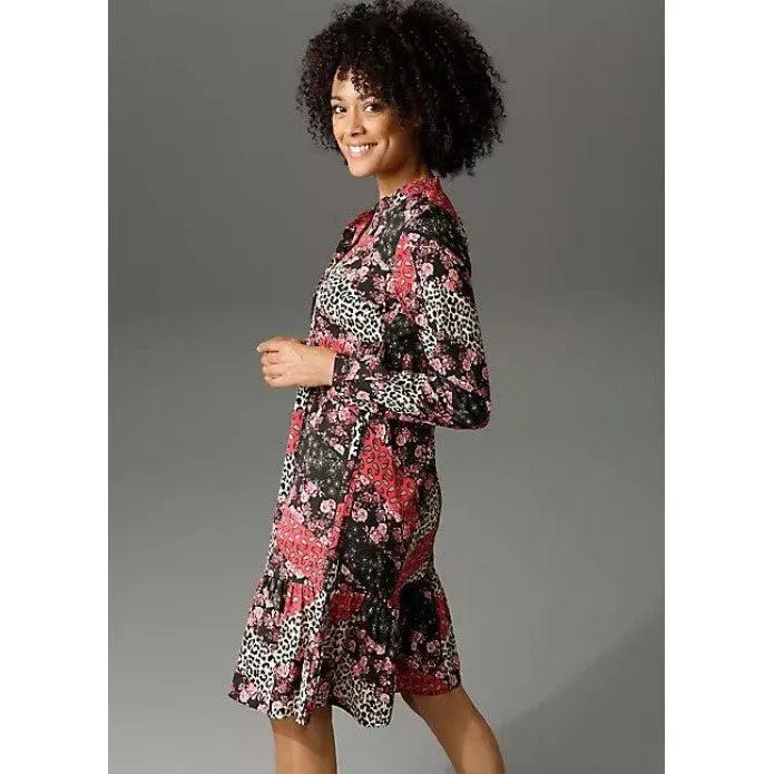 Aniston Casual Black Print Blouse Dress
