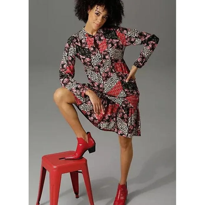 Aniston Casual Black Print Blouse Dress