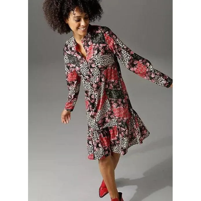 Aniston Casual Black Print Blouse Dress