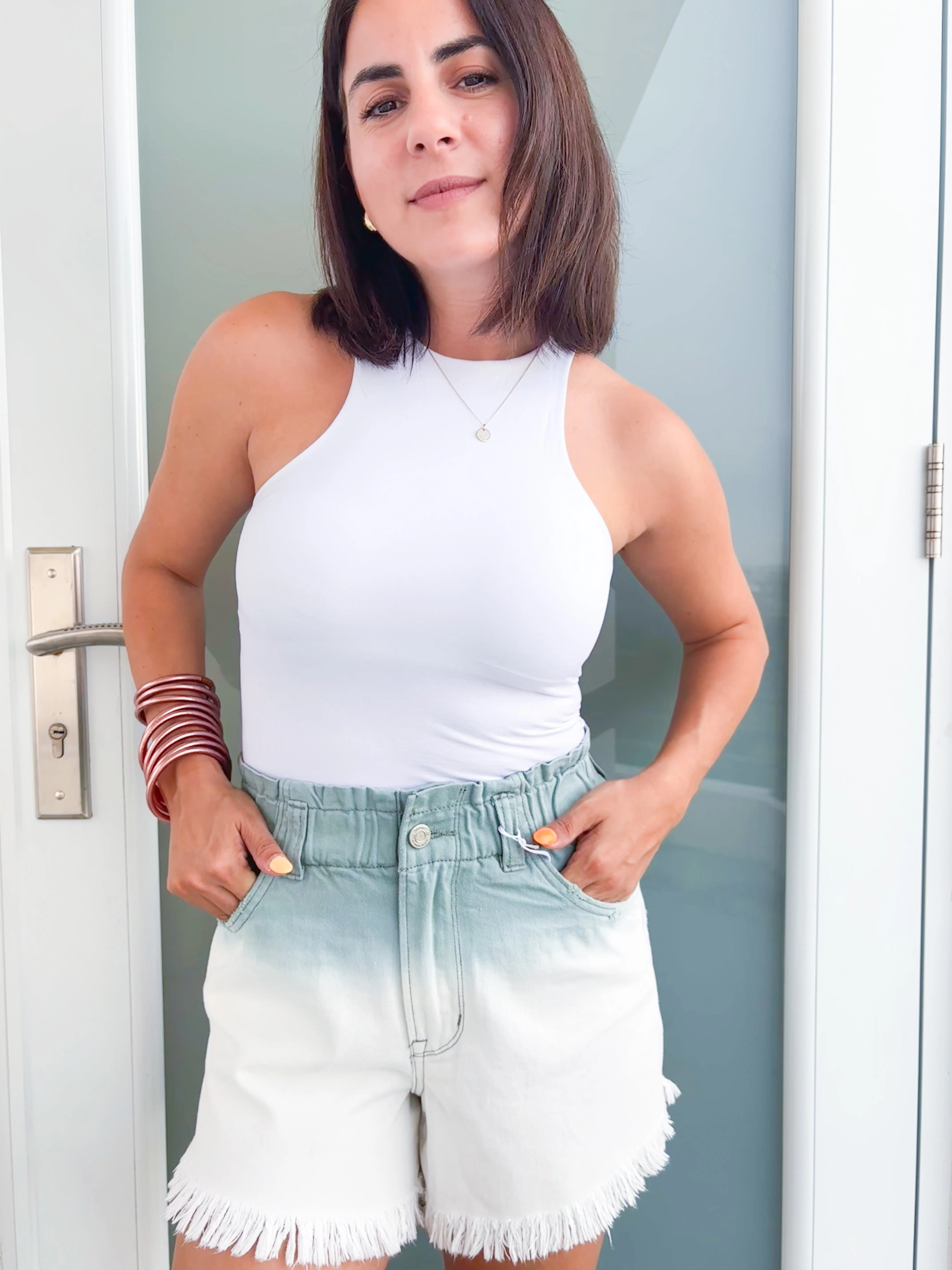 Ashfall Gradient Denim Shorts