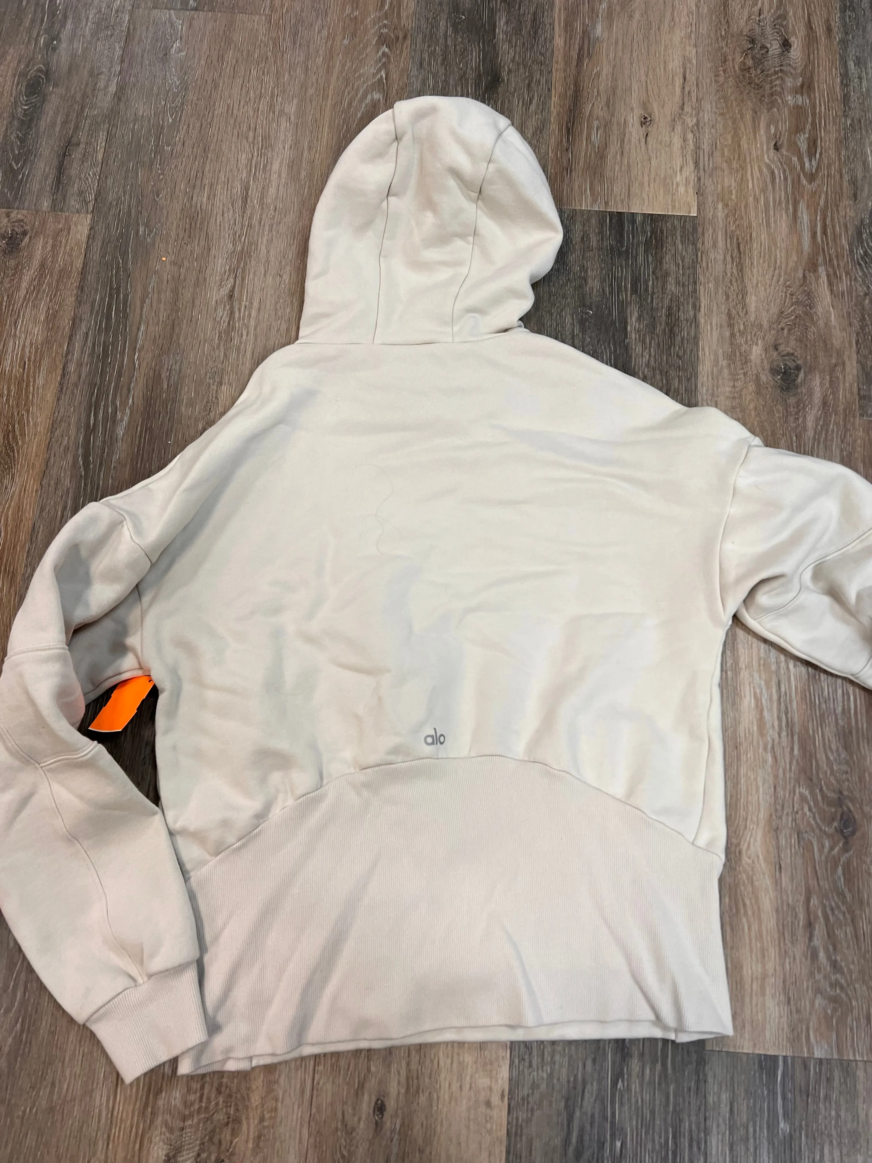 Athletic Sweatshirt Hoodie By Alo In Cream, Size: S