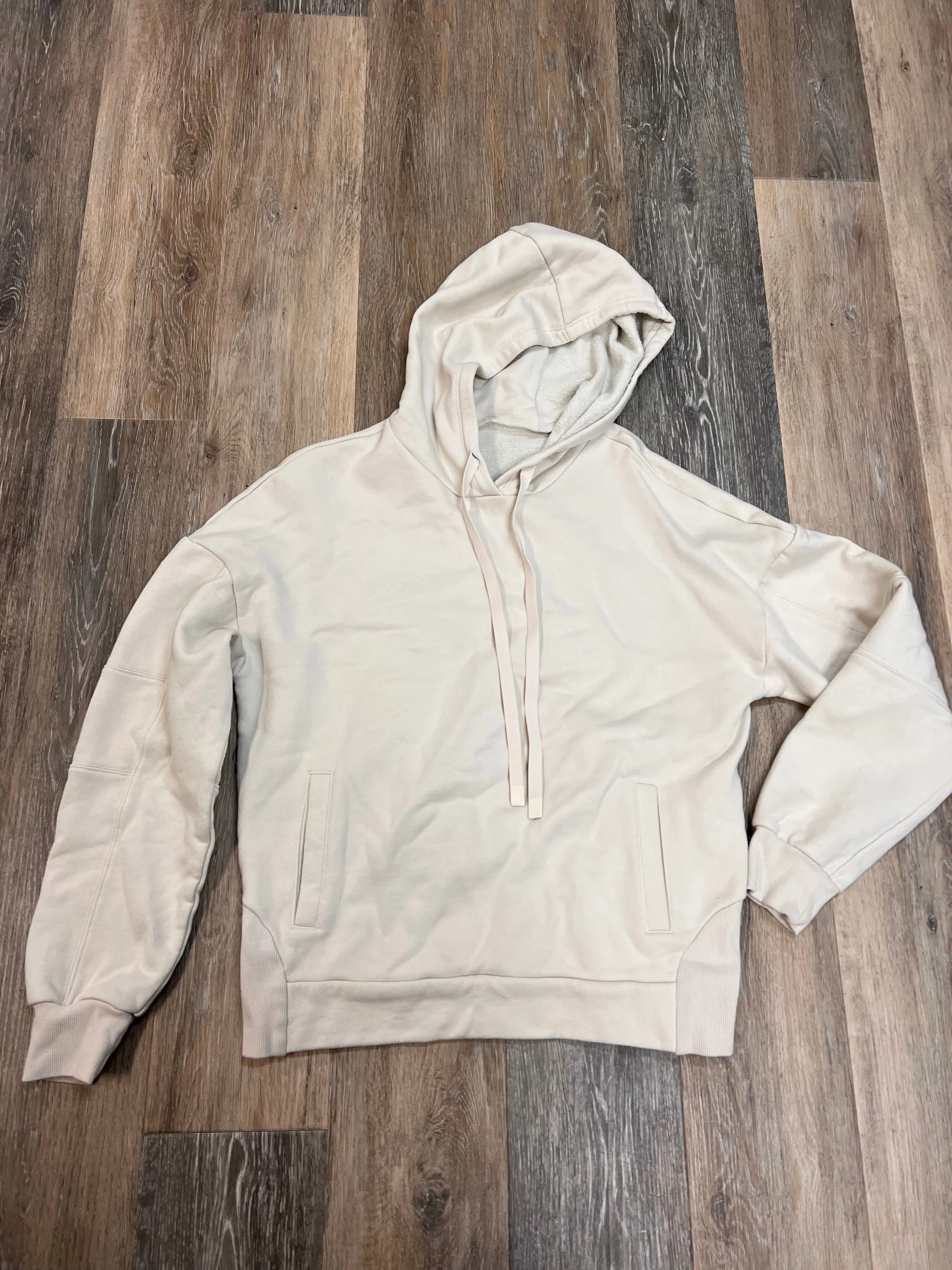 Athletic Sweatshirt Hoodie By Alo In Cream, Size: S