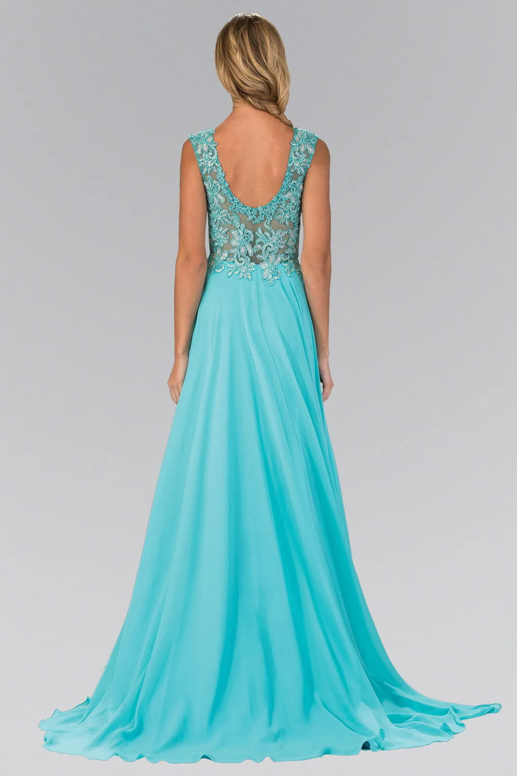 Bead Embellished Chiffon Floor Length Dress GLGL1410