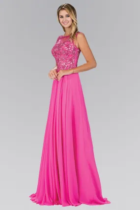 Bead Embellished Chiffon Floor Length Dress GLGL1410