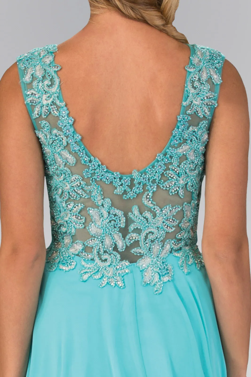 Bead Embellished Chiffon Floor Length Dress GLGL1410