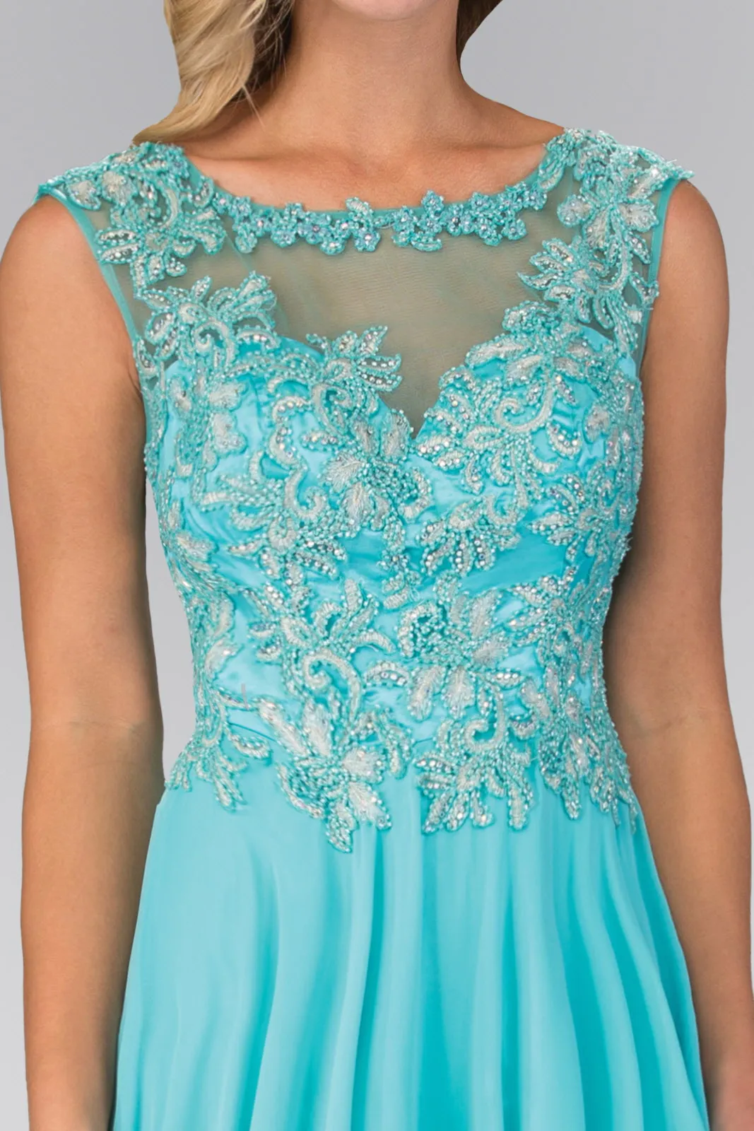 Bead Embellished Chiffon Floor Length Dress GLGL1410