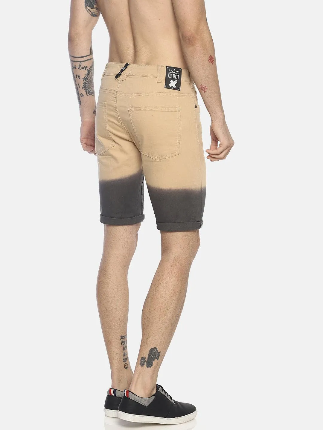 Beige Ombre Denim Shorts