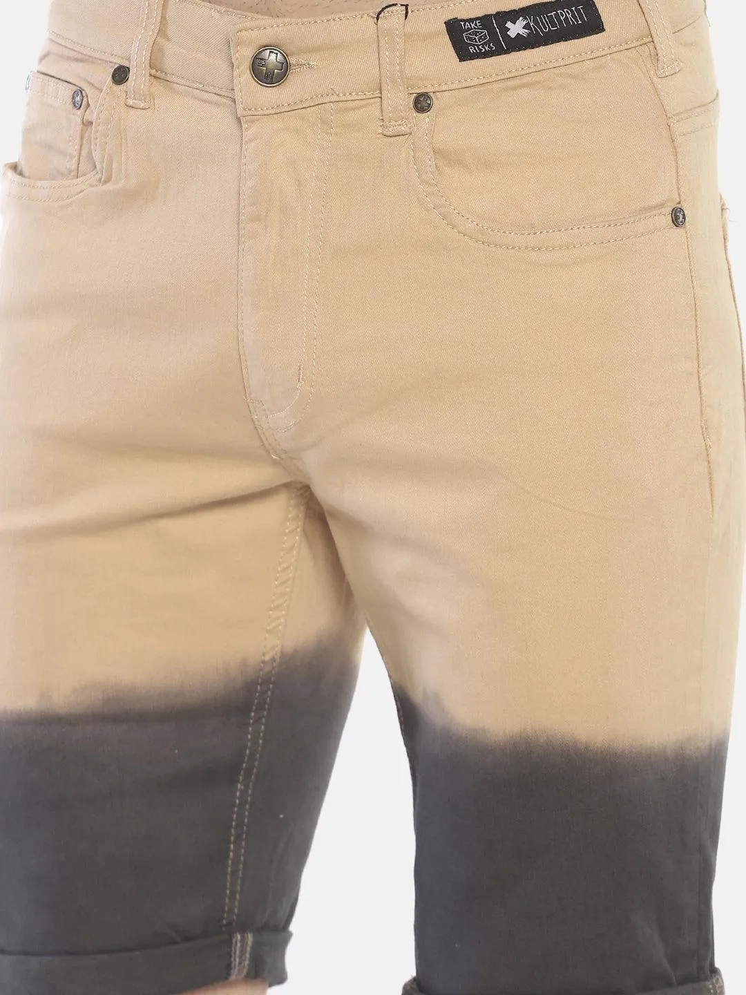 Beige Ombre Denim Shorts
