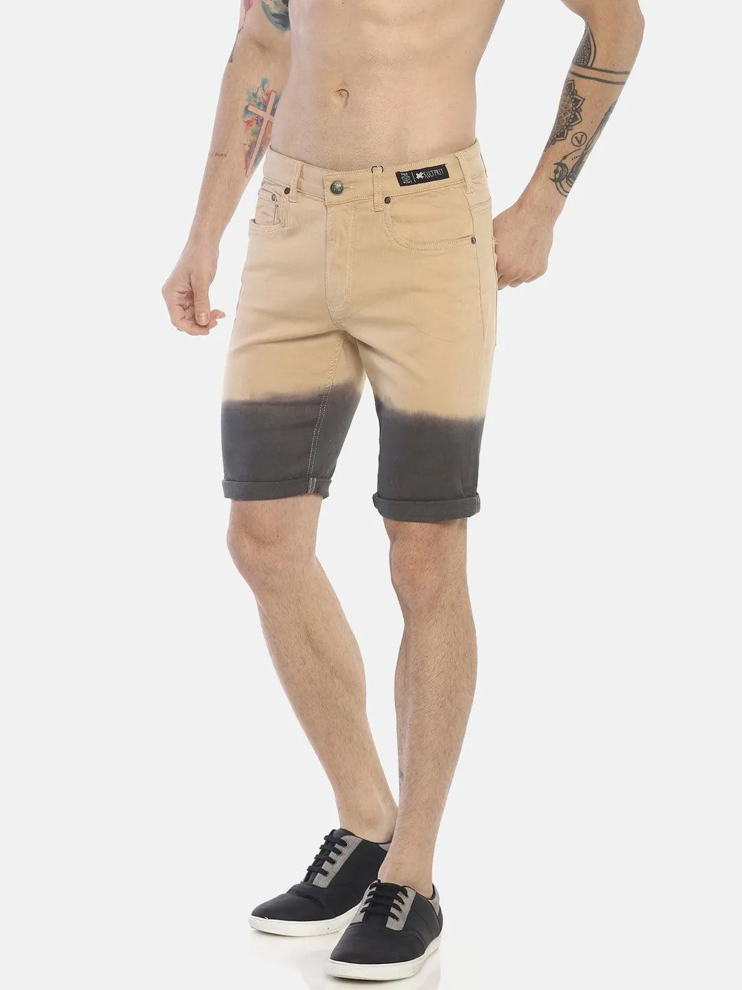 Beige Ombre Denim Shorts