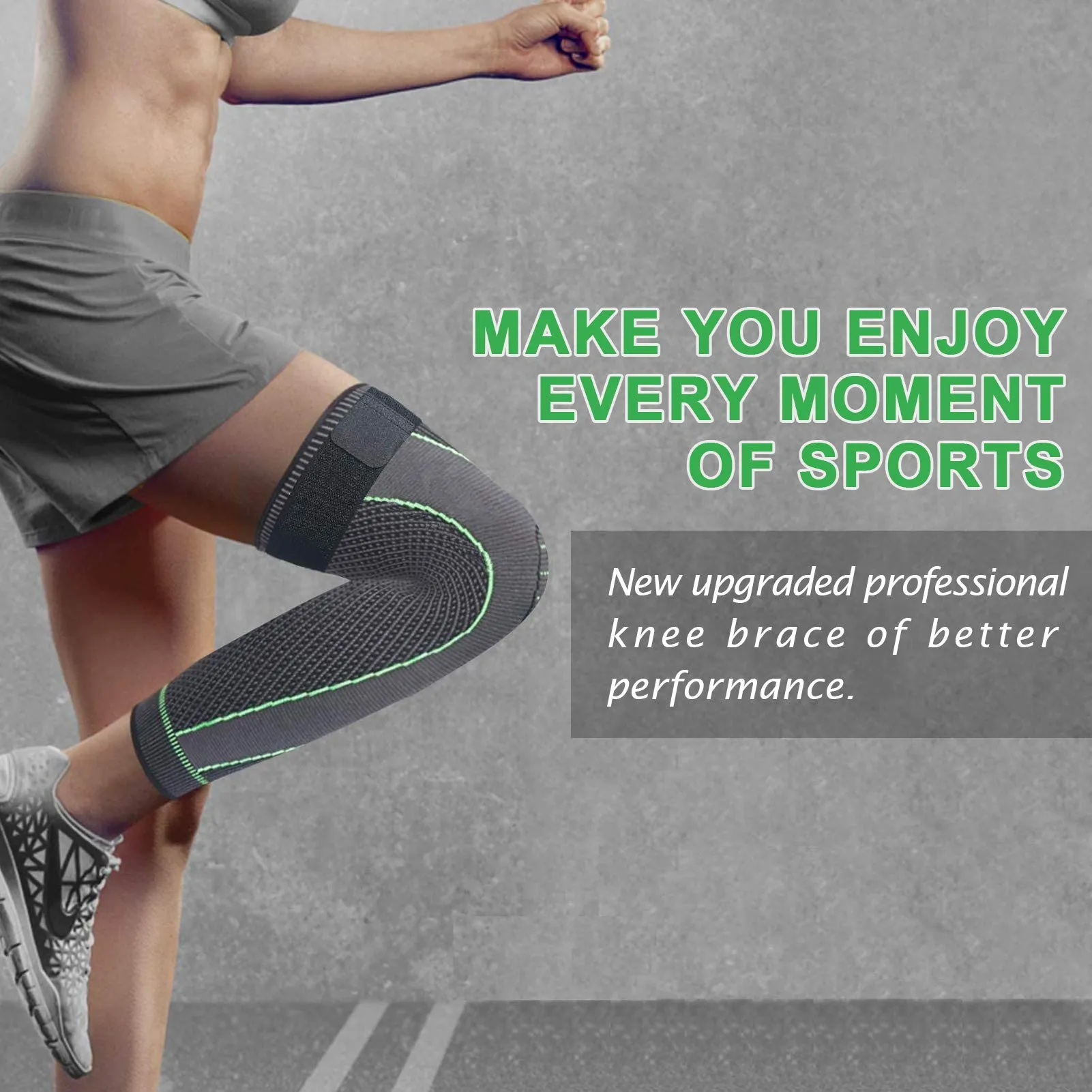 beister 1 Pair Compression Leg Sleeves with Elastic straps for Men & Women, Extra Long Leg Braces Knee Sleeve for Basketball, Football, Knee Pain, Working Out, Joint Pain, Arthritis, Running, ACL Green-updated Medium (1 Pair)