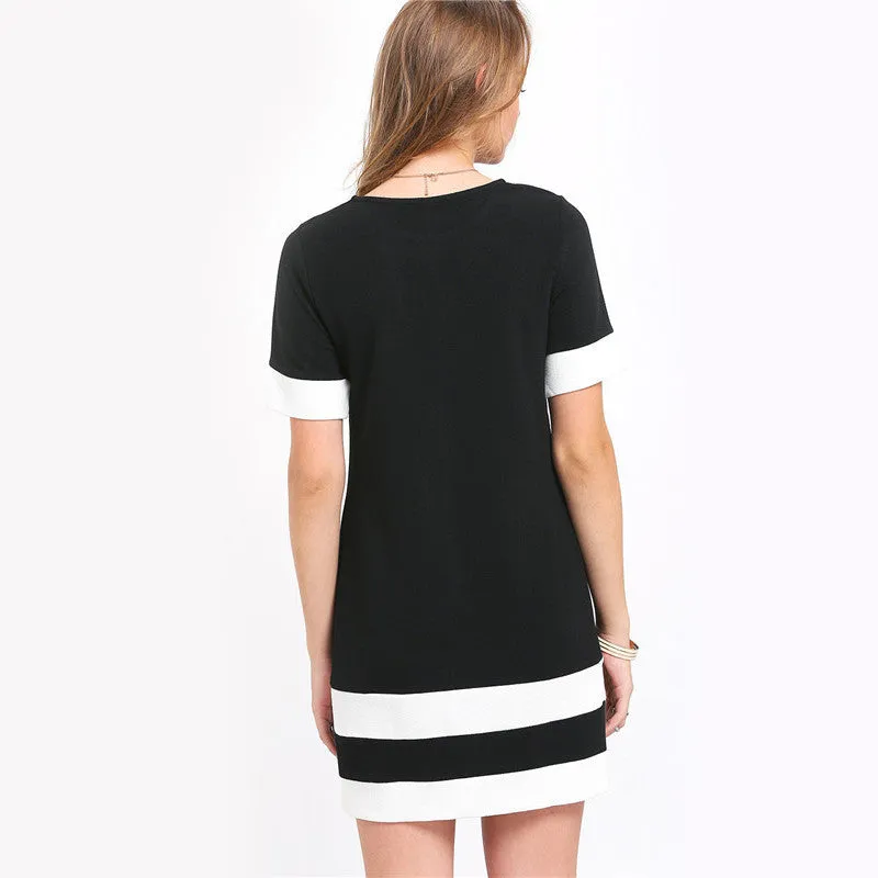 Black and White Casual Mini Dress