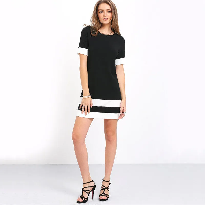 Black and White Casual Mini Dress