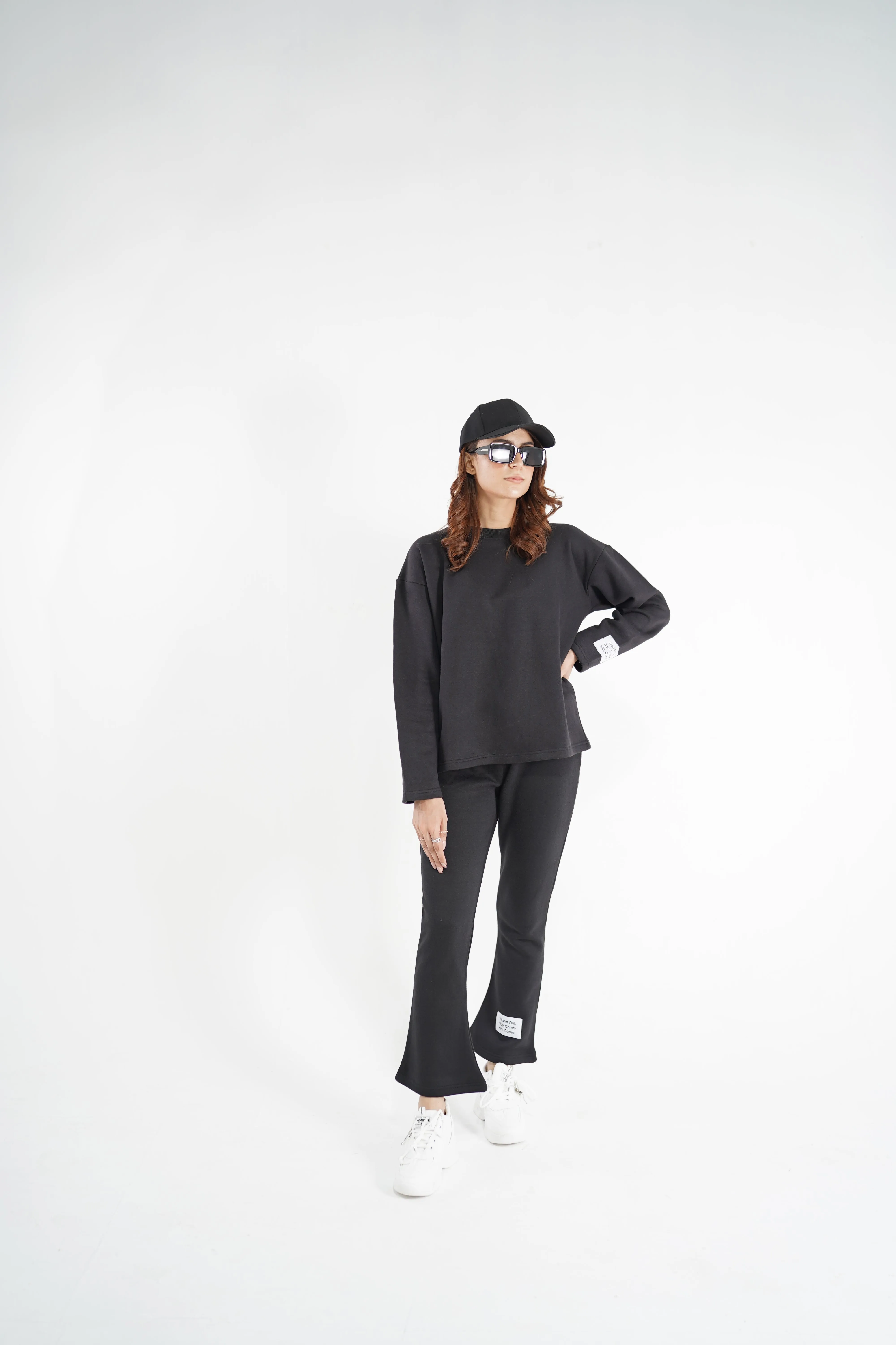 Black oversized Comfort Lounge Fleece Tracksuit
