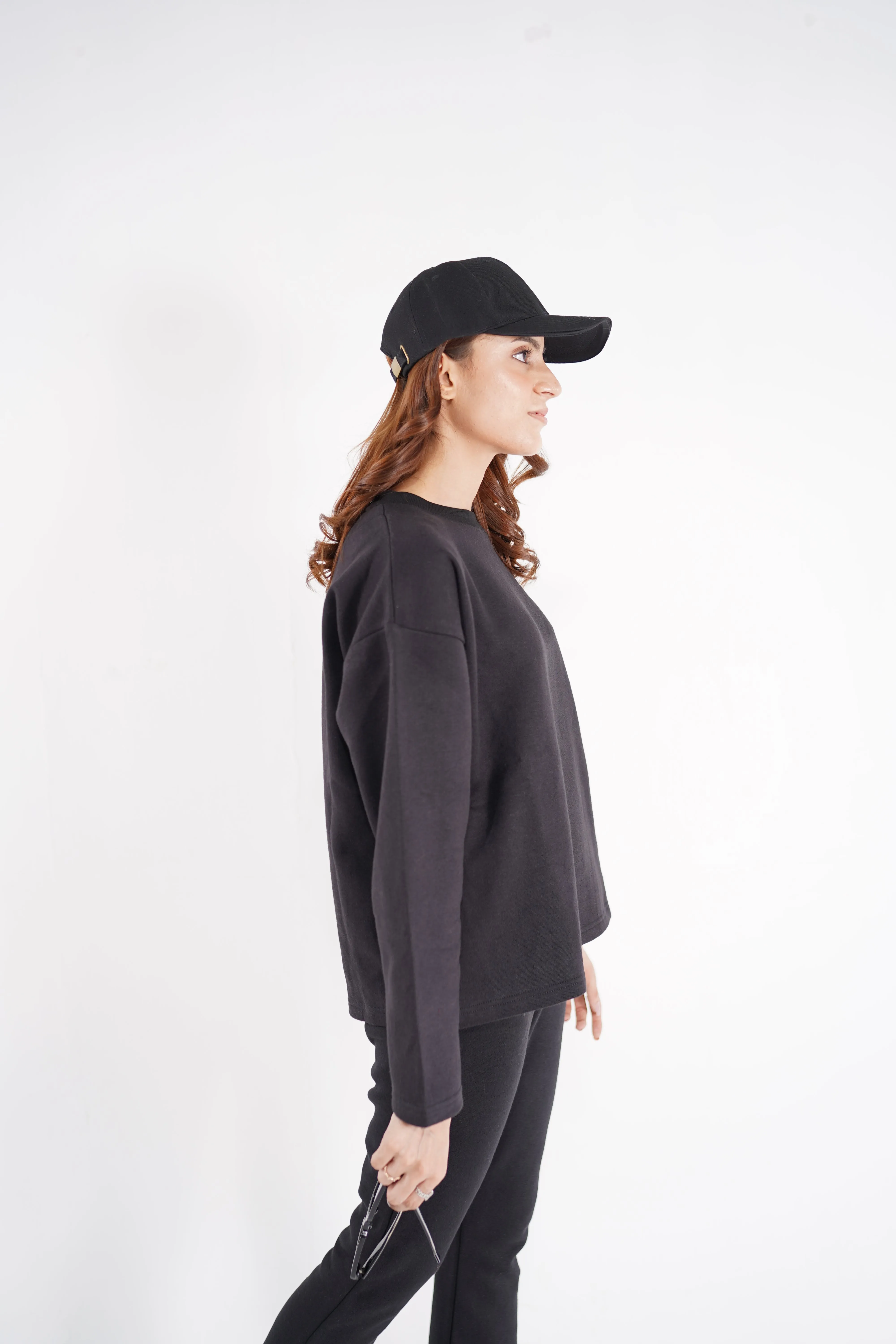 Black oversized Comfort Lounge Fleece Tracksuit