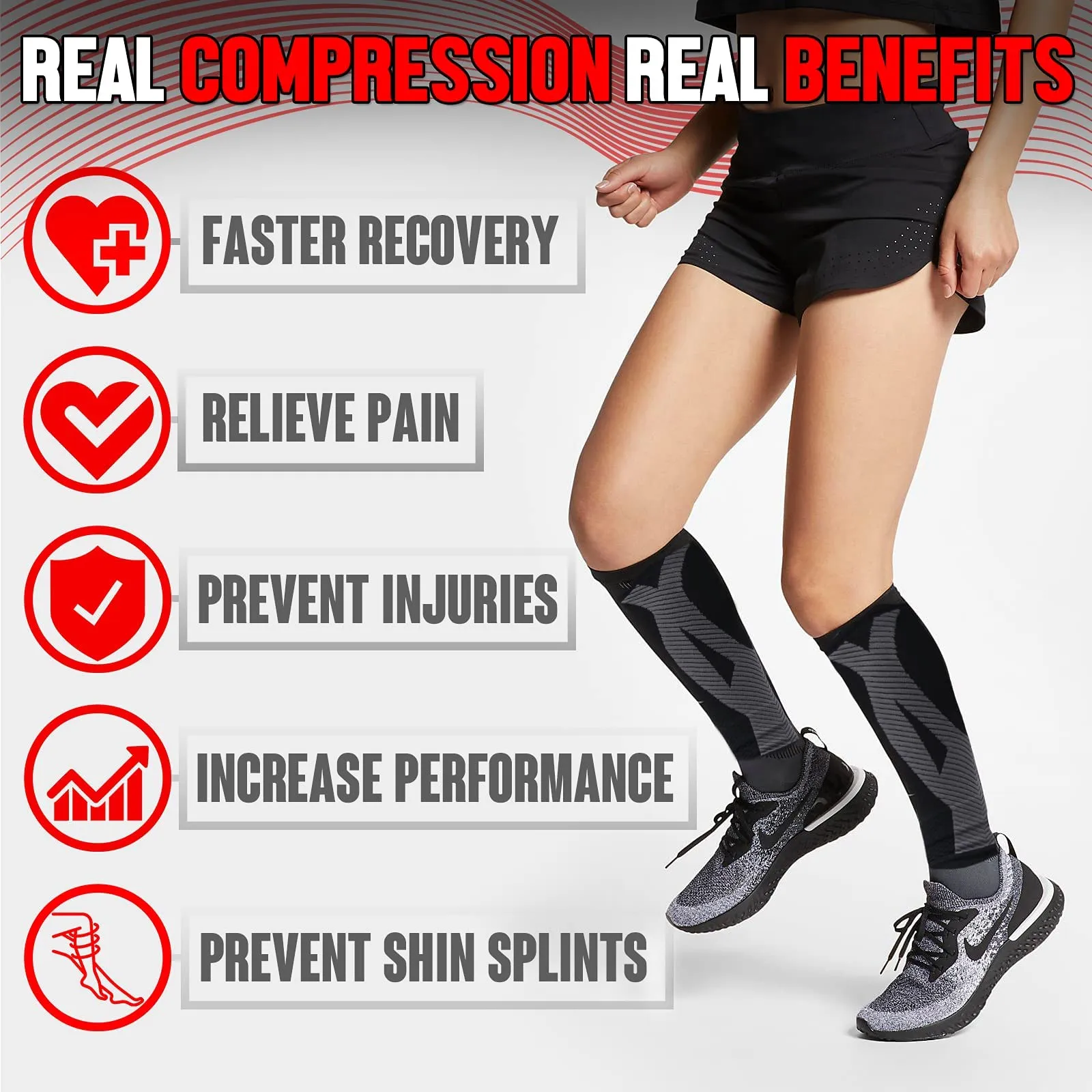 BLITZU 3 Pairs Calf Compression Sleeves for Women and Men Size XXL, One Grey, One Black, One Blue Calf Sleeve, Leg Compression Sleeve for Calf Pain and Shin Splints. Footless Compression Socks.