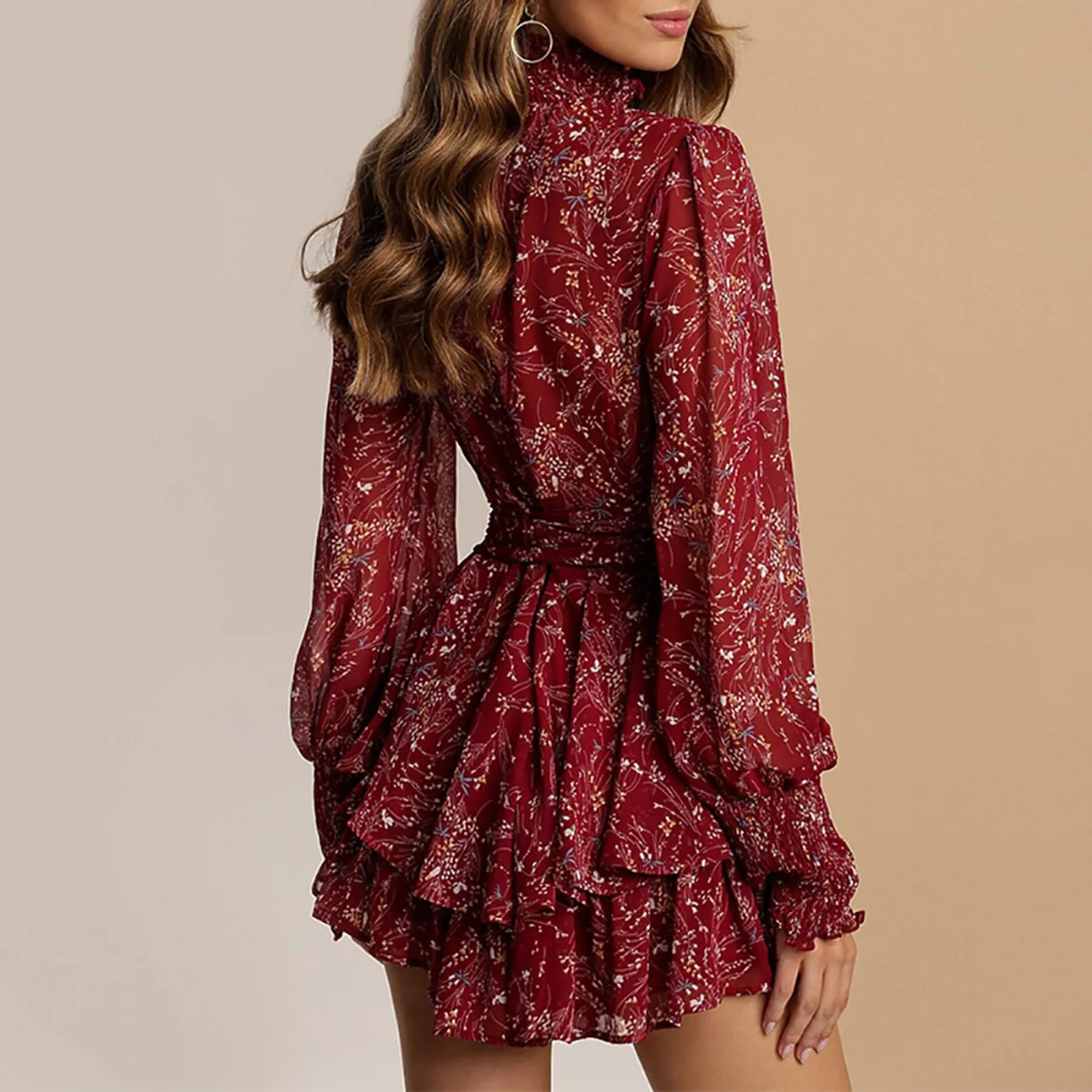 Boho Floral Print Mini Dress