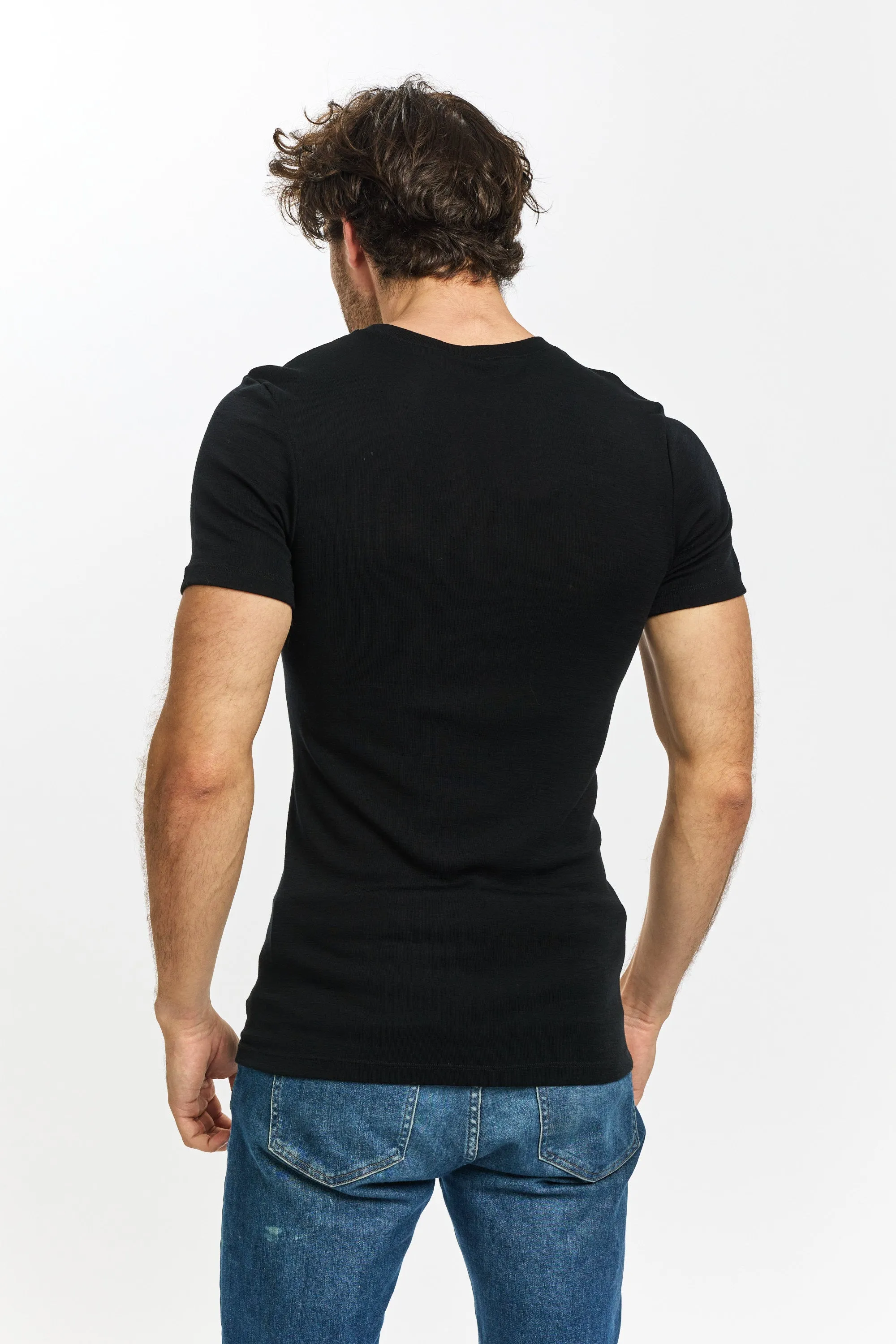 BundleBuy Men's Pure Merino Wool POLO Short Sleeve   Pure Merino Crew Neck