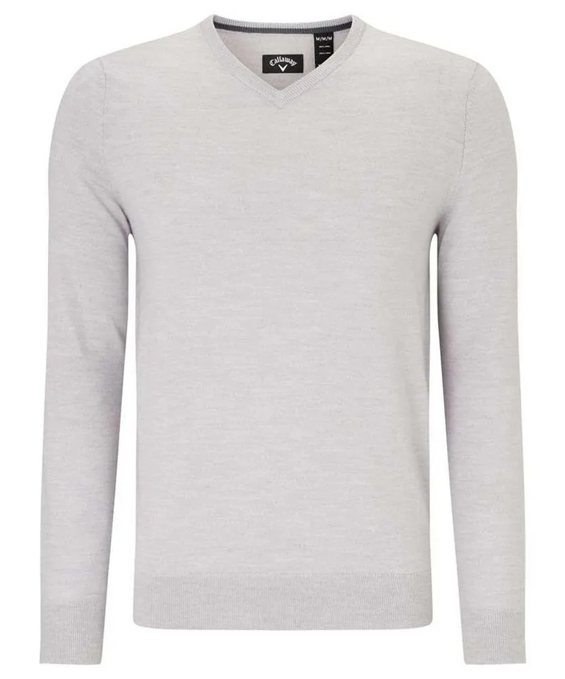 Callaway Mens 2024 Golf Ribbed V-Neck Merino Wool Branded Sweater - CGGR9076