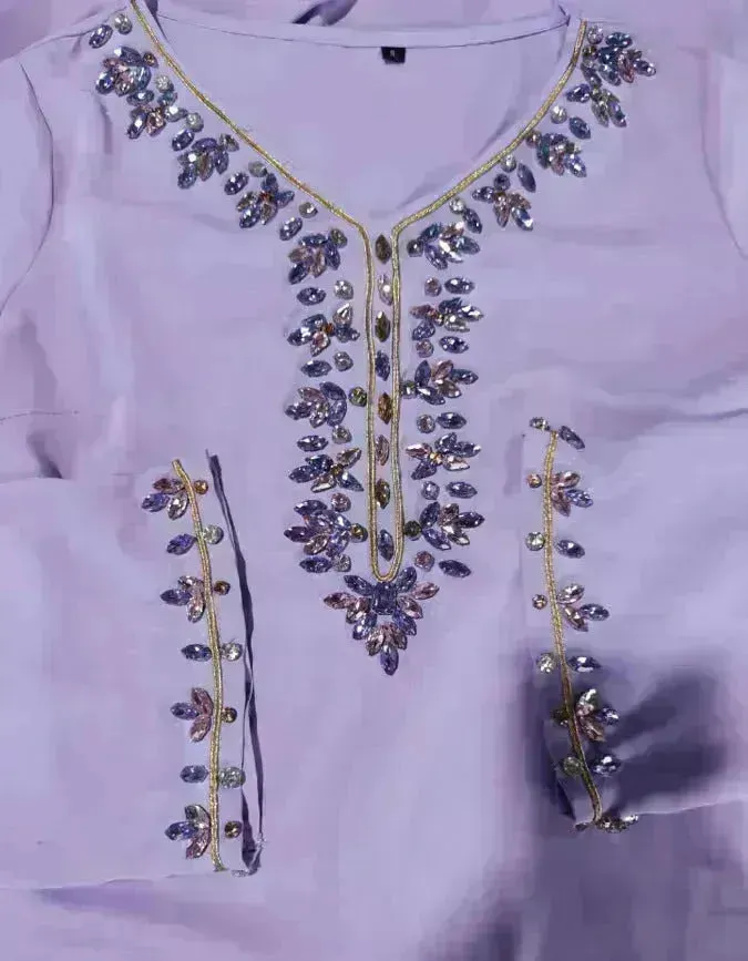 Casual Light Purple Heavy Industry Rhinestone Phnom Penh Robe Middle East Turkey Dress
