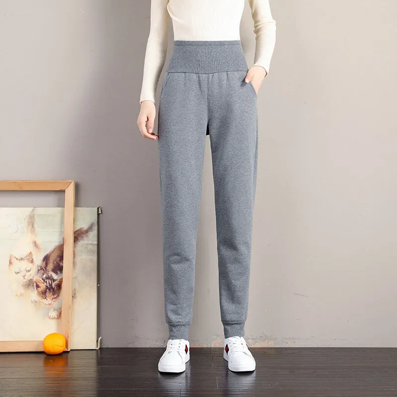 Casual  Loose Sweatpants Thick Warm Winter  Velvet Female Trousers  High Waist  Cashmere Joggers