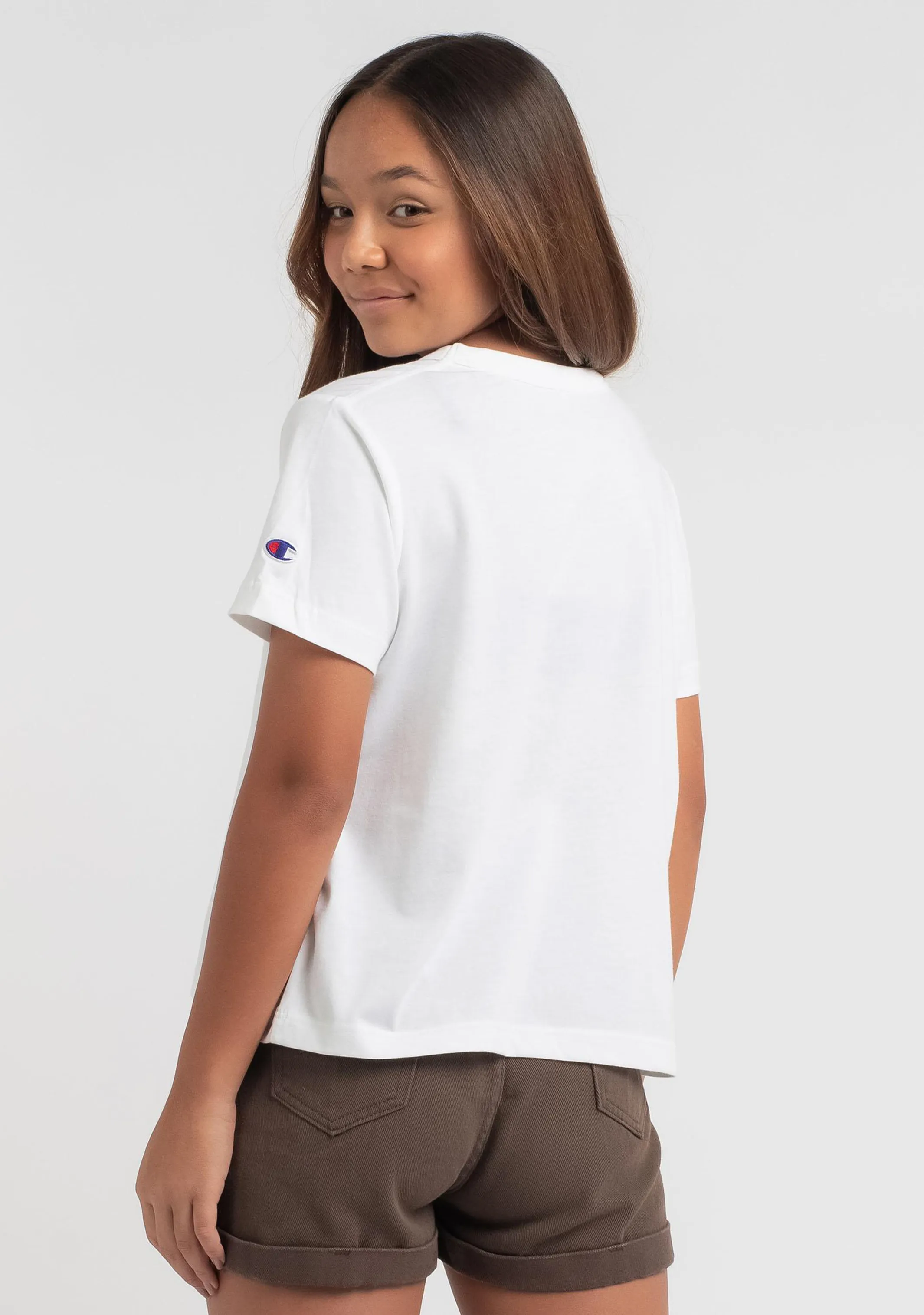 Champion Junior Ombre Script Boxy Tee <BR> KW6YN WIT