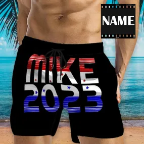 Custom Face Drawstring Swim Trunk with Personalized Name 2022 Men's Quick Dry Swim Shorts
