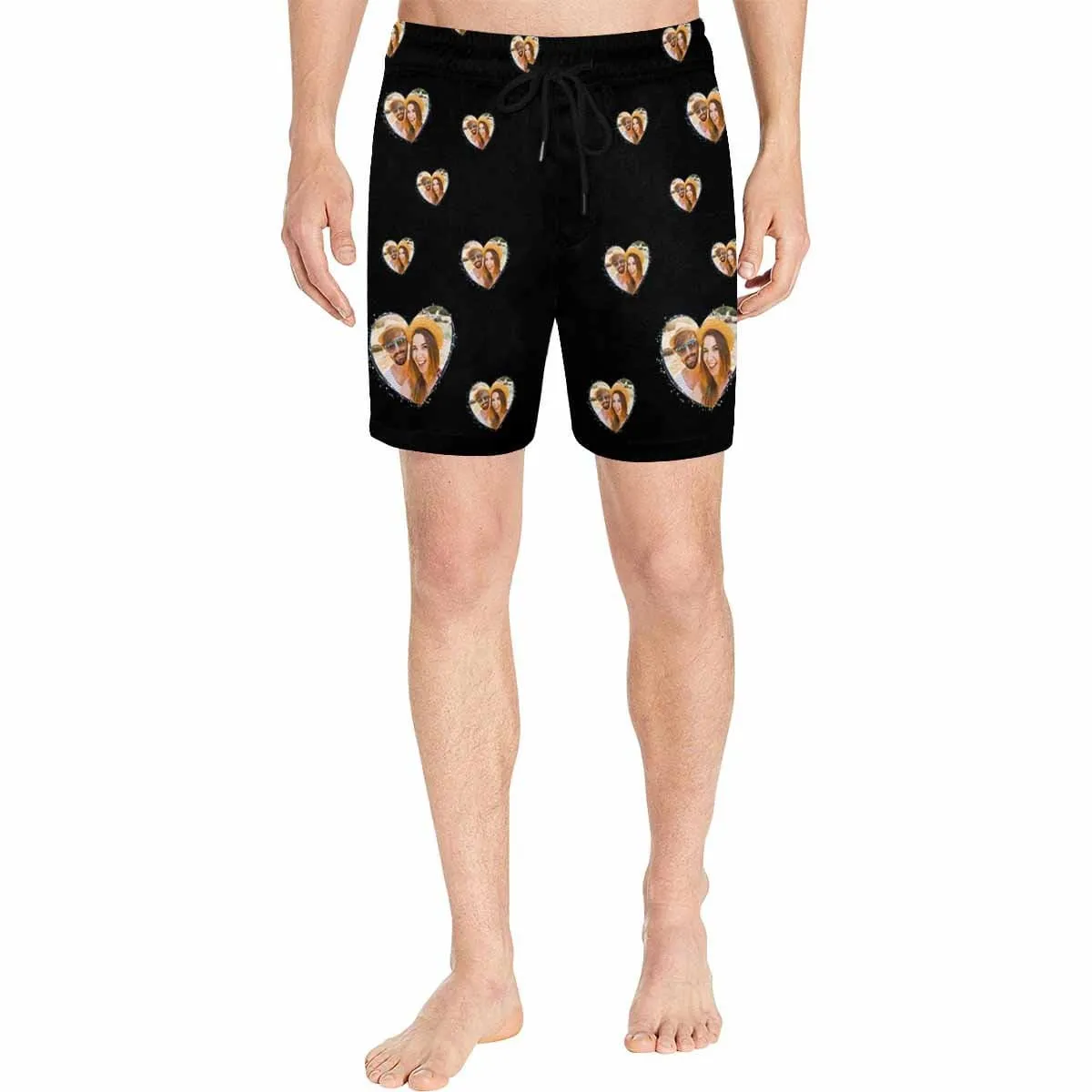 Custom Photo Swim Trunks Design Heart Men's Quick Dry Swim Shorts with Personalized Pictures