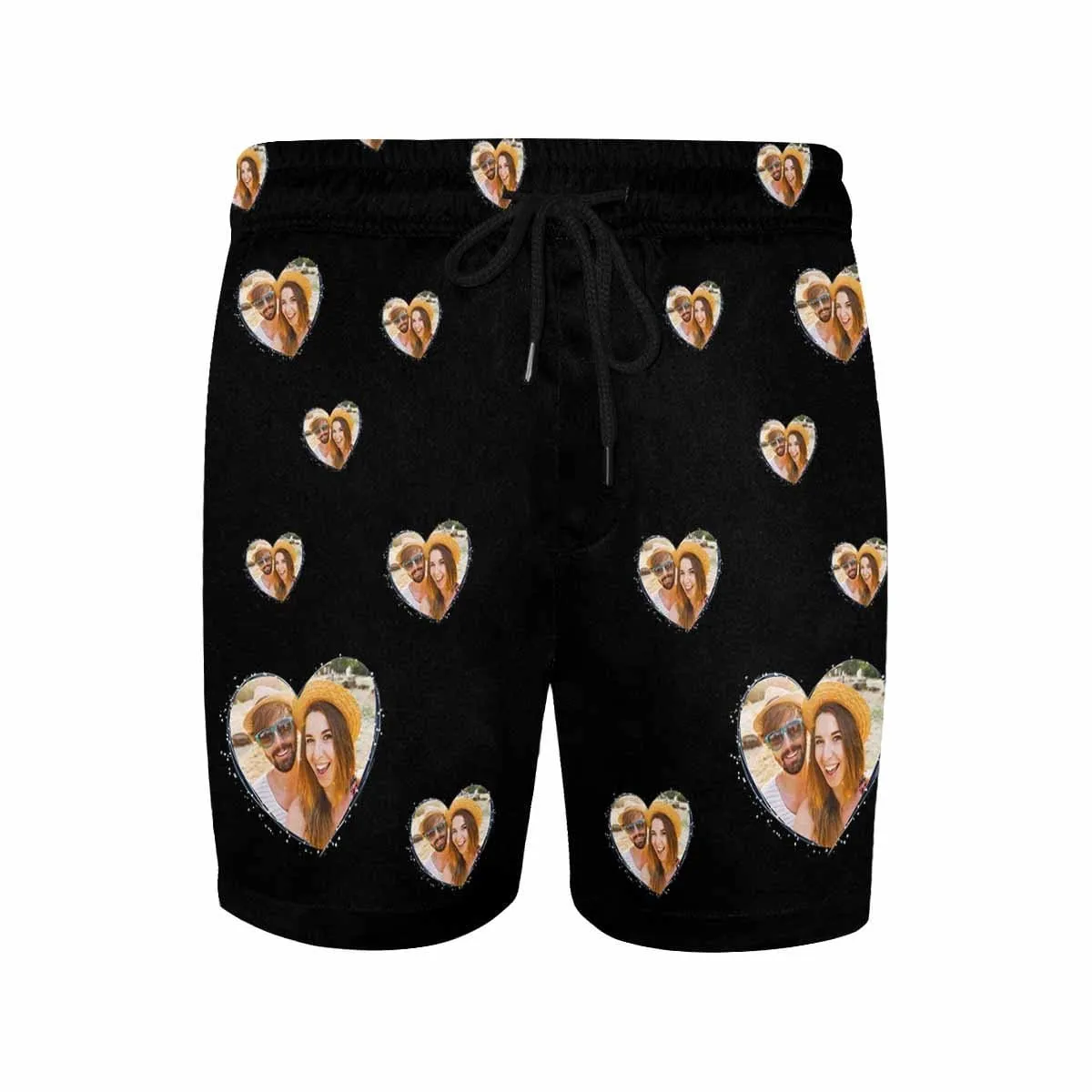 Custom Photo Swim Trunks Design Heart Men's Quick Dry Swim Shorts with Personalized Pictures