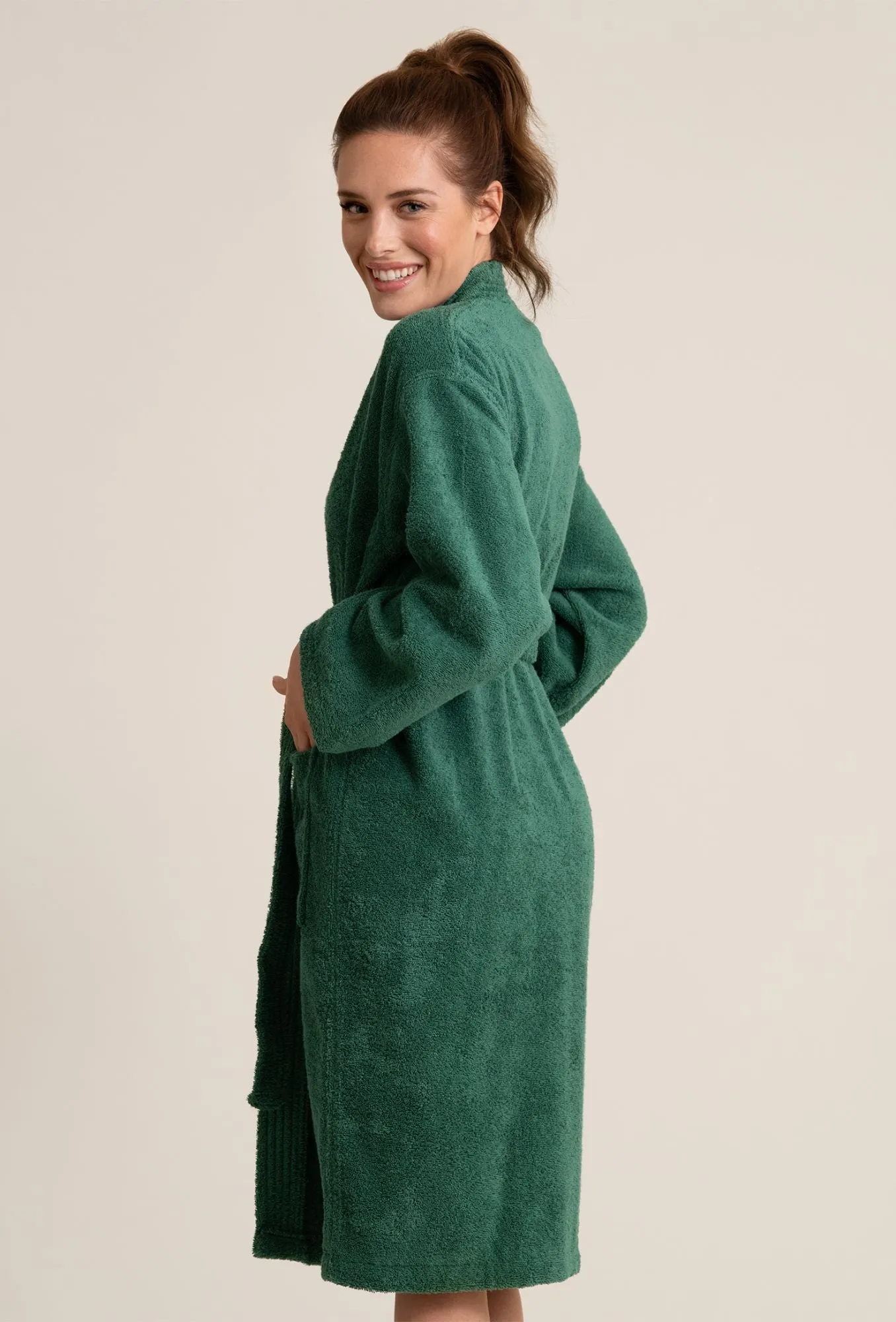 Deluxe Spa-Style Women Cotton Loop Terry Kimono Bathrobe