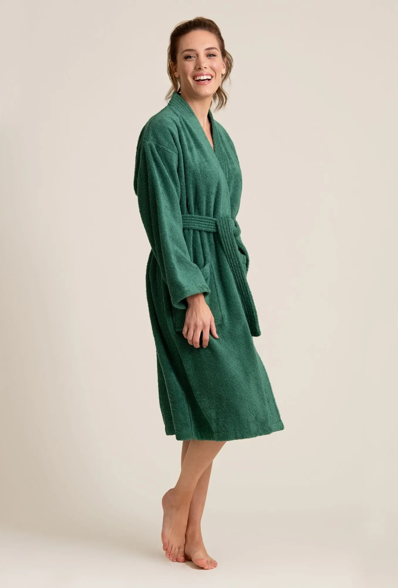 Deluxe Spa-Style Women Cotton Loop Terry Kimono Bathrobe