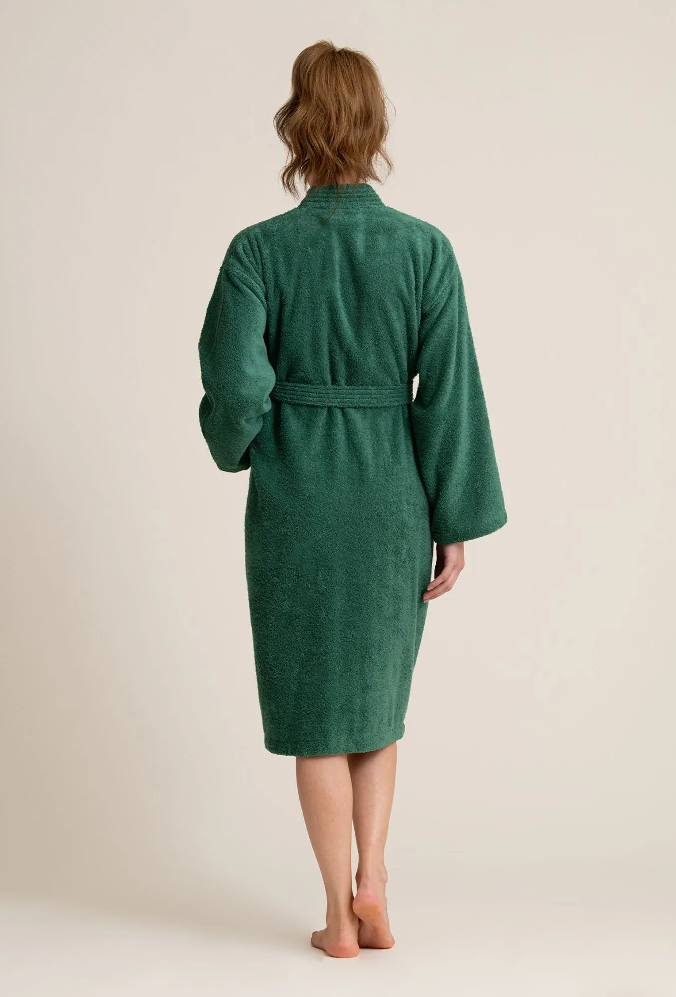Deluxe Spa-Style Women Cotton Loop Terry Kimono Bathrobe